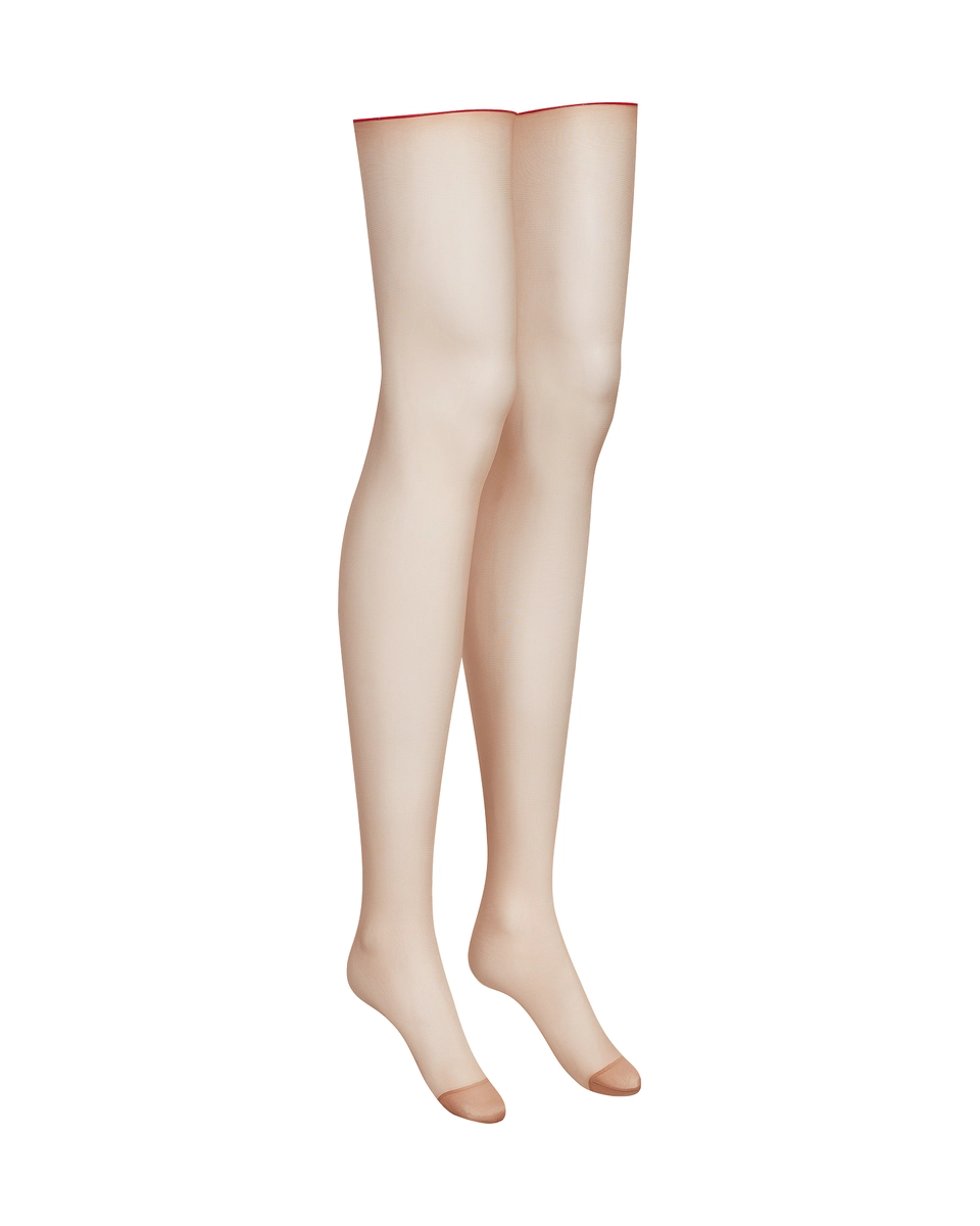 чулки с красными швами Сut and curled seamed sto 20 телесные