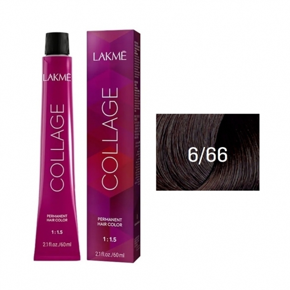 Lakme Collage Крем-краска для волос, 6/66 Темный блондин коричневый яркий, 60 мл