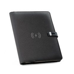 EMERGE A5 FOLDER. Папка А5 из 100% rPET 300D с беспроводным зарядным устройством