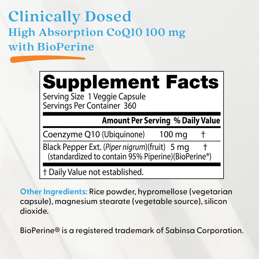 Doctor's Best, легкоусвояемый коэнзим Q10, 100 мг, 360 растительных капсул