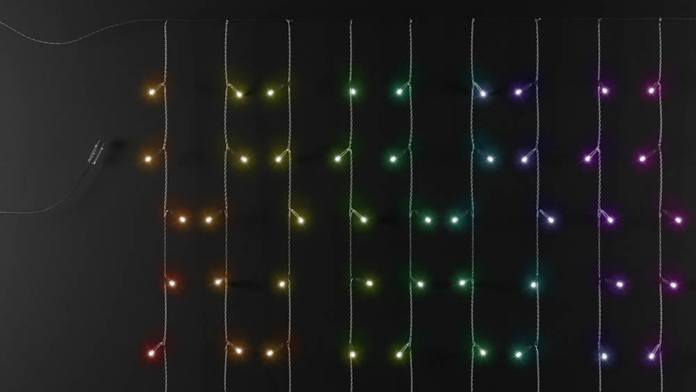 Twinkly Plus PLC Capsule Curtain - 10x25 RGB+W Fast, черный провод
