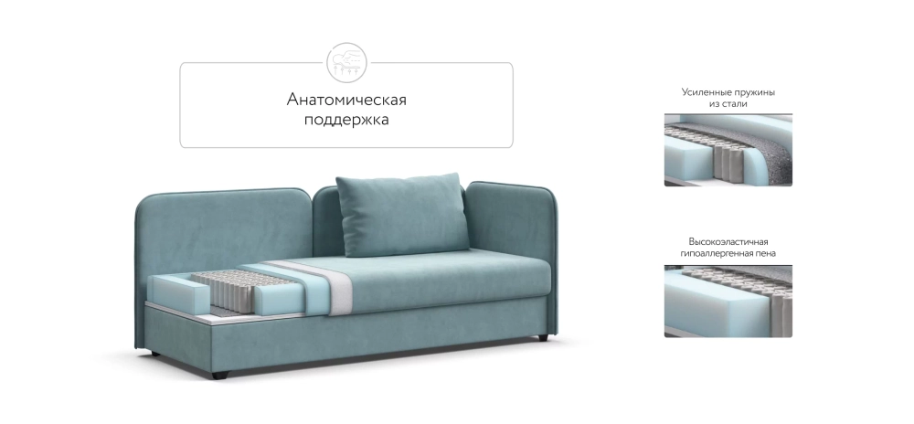 Тахта Ирис Велюр Монолит аква