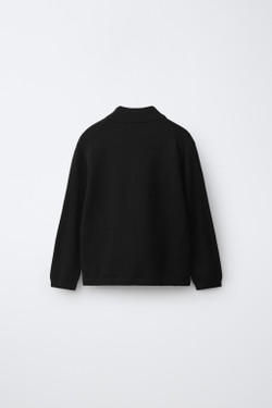 ZARA ТРИКОТАЖНЫЙ СВИТЕР С ВОРОТНИКОМ-СТОЙКОЙ, ЧЕРНЫЙ
