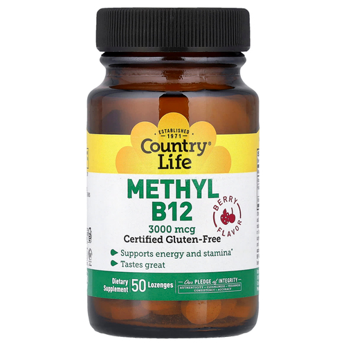Country Life, метил B12, с ягодным вкусом, 50 пастилок
