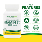 NaturesPlus, витамин B12, длительное высвобождение, 60 таблеток