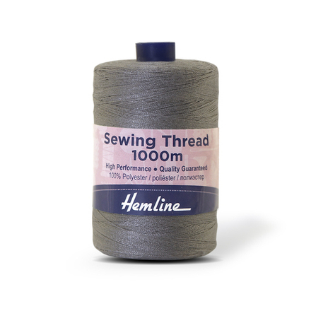 Нить универсальная Hemline для шитья, 100% полиэстер, цвет умеренно-серый, 1000 м