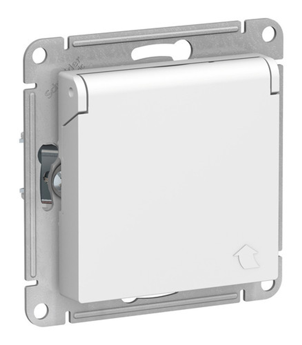 SE AtlasDesign Бел Розетка с/з с/ш с/крышкой 16А IP20 механизм