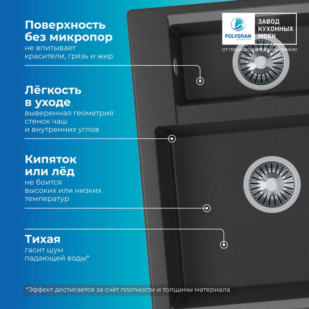 Мойка POLYGRAN BRIG-620 черный №16