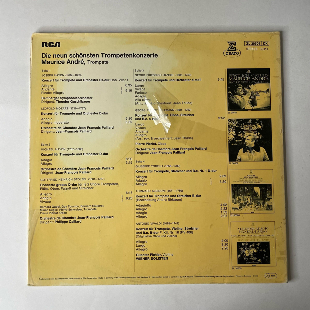 Винтажная виниловая пластинка LP Maurice Andre Die Neun Schonsten Trompetenkonzerte (Германия 1977)