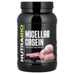 NutraBio, Мицеллярный казеин, клубничное мороженое, 907 г (2 фунта)