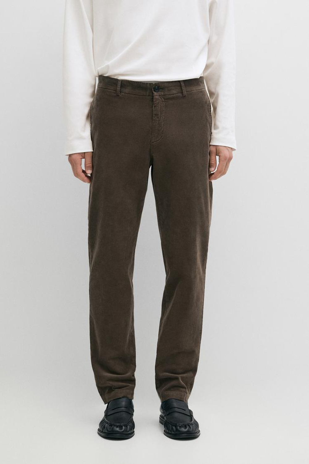Massimo Dutti Зауженные вельветовые брюки, зеленый