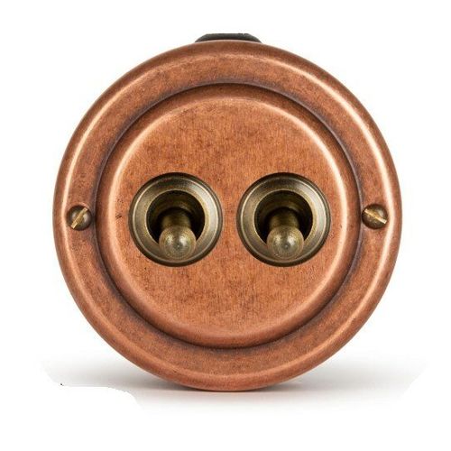 Переключатель (проходной) ретро тумблерый 2 кл. "Старая Медь" VINTAGE-BRASS 30402-3 / 2 группы света, проходной