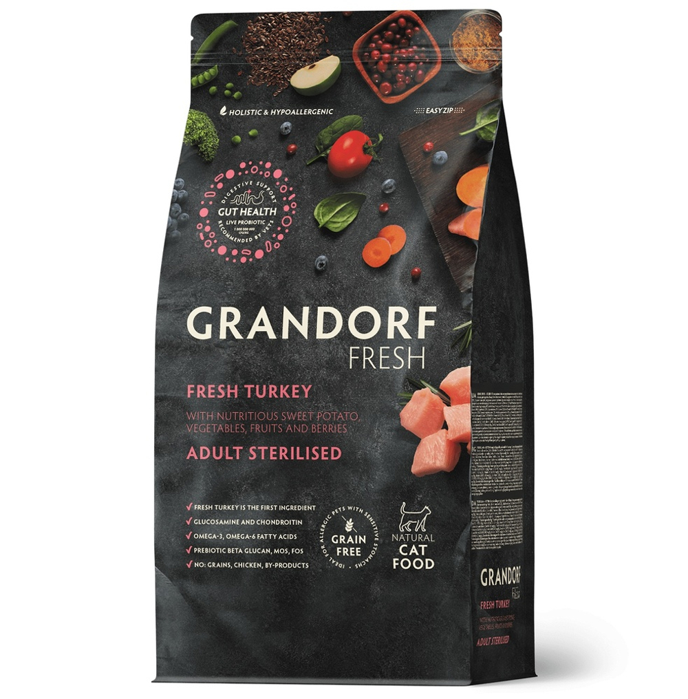 Grandorf Fresh Sterilised Индейка/батат для кошек 400 г