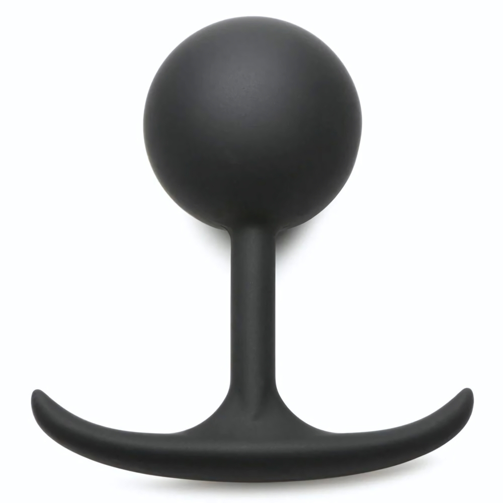 Черная анальная пробка с утяжелением Comfort Plugs Premium Silicone 4.7’’ Weighted Round Plug - 12 см. (Цвет: черный)
