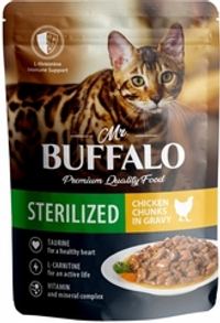 Mr.Buffalo 85г пауч Sterilised Влажный корм для взрослых стерилизованных кошек Цыпленок (соус)