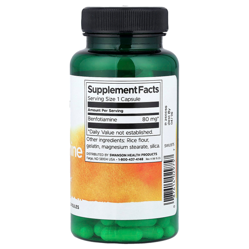 Swanson Vitamins, бенфотиамин, 80 мг, 120 капсул