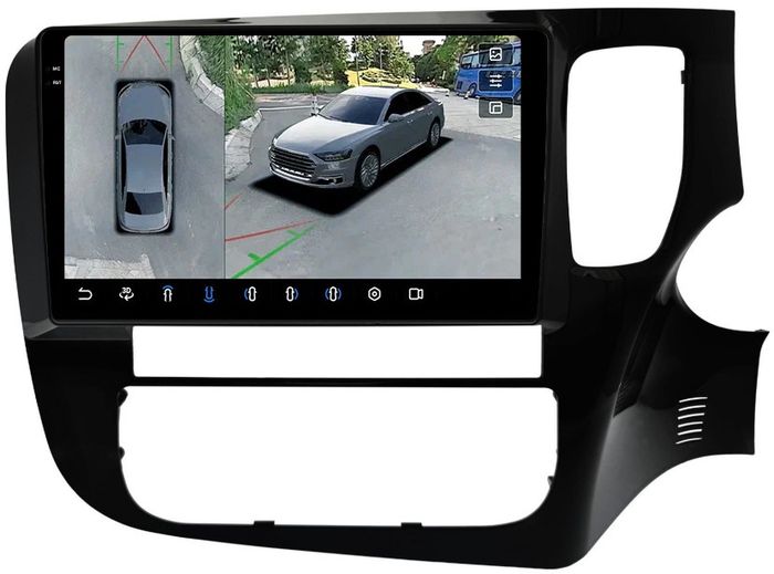 Магнитола для Mitsubishi Outlander 3 2012-2021 (правый руль) - FarCar BX9-360-7263R9 монитор 9.5" 2K QLED на Android 13, Быстрая, CarPlay, 4G SIM-слот, 4 камеры в комплекте