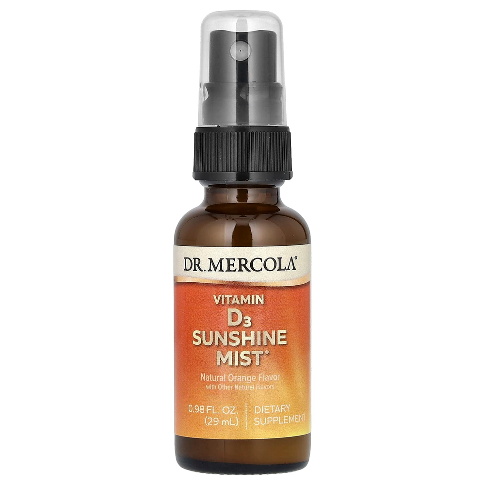 Dr. Mercola, Vitamin D3 Sunshine Mist, спрей с витамином D3, с натуральным апельсиновым вкусом, 29 мл (0,98 жидк. унции)