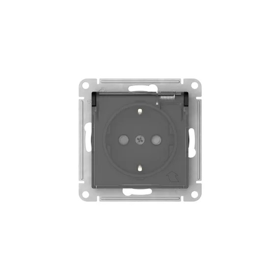 Розетка с крышкой Systeme Electric AtlasDesign Aqua Карбон, самозажимные клеммы ATN441046S