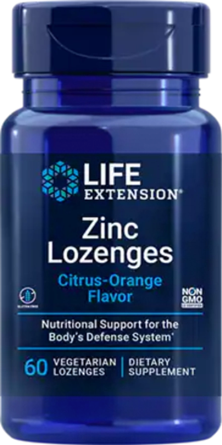 Zinc Lozenges (со вкусом цитрусовых и апельсина) 60 Lozenges Life Extension