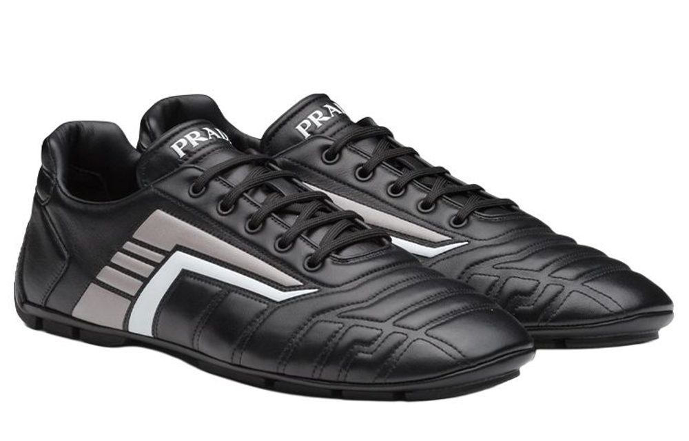 PRADA Leather Low top Casual Shoes Men"s Black