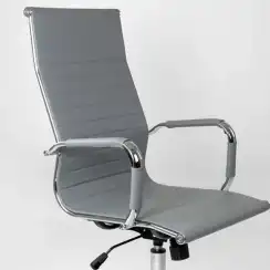 Кресло Barneo K-110 серая кожа, газлифт 3кл