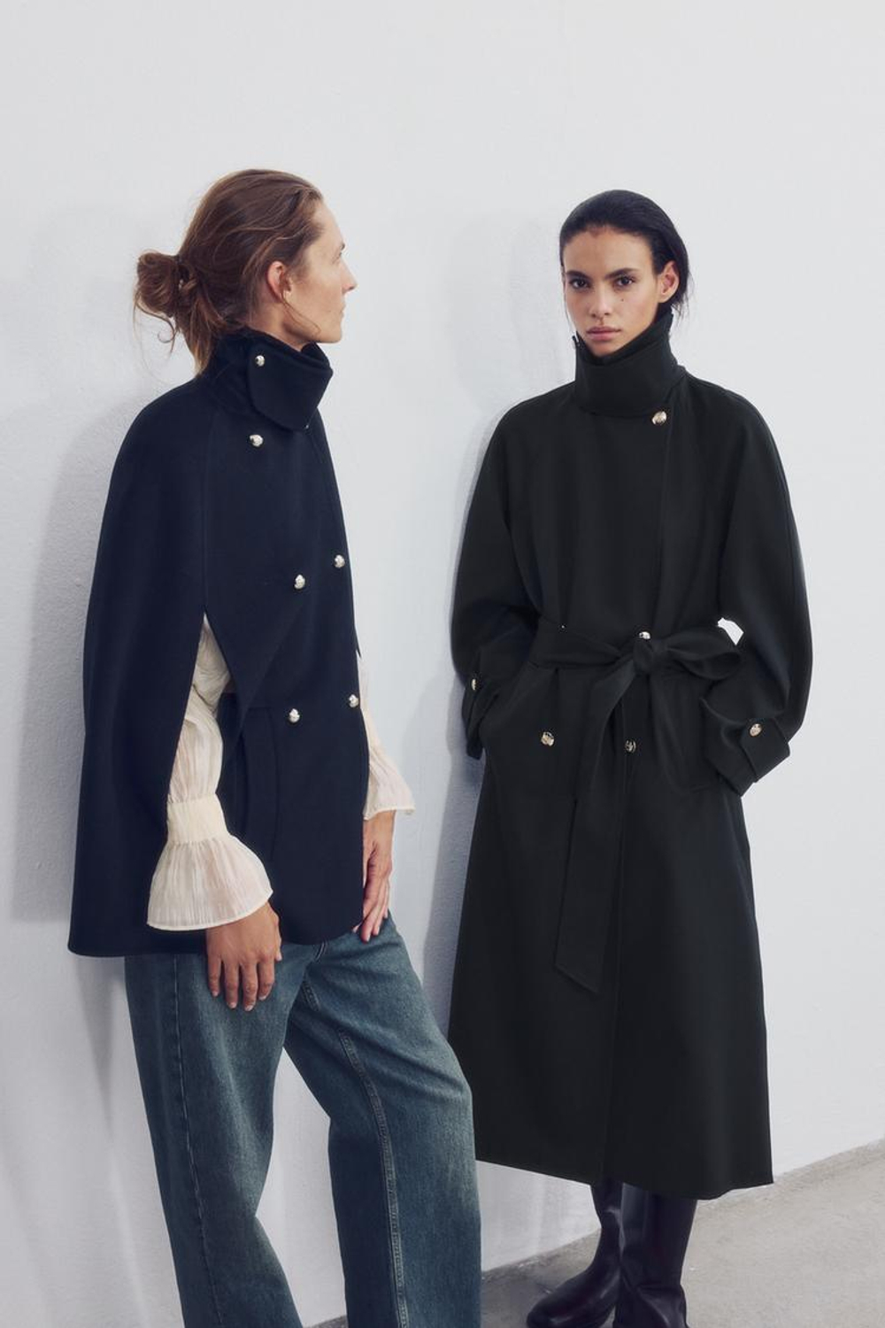 ZARA ДЛИННЫЙ ТРЕНЧ — ZW COLLECTION, МОРСКОЙ ТЕМНО-СИНИЙ