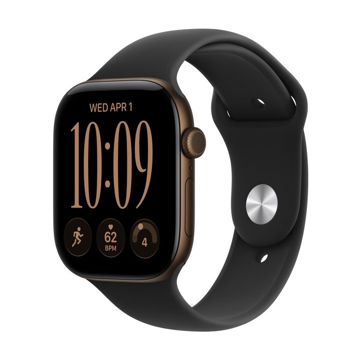 Смарт-часы Apple Watch Series 12 GPS 46mm Dark Bronze Aluminium, Black Sport Band, размер M/L