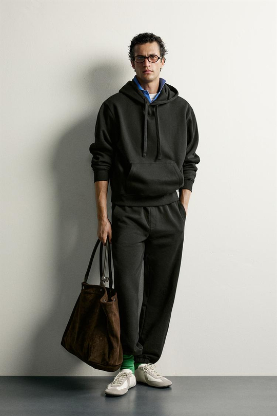 ZARA БАЗОВЫЕ СПОРТИВНЫЕ БРЮКИ, ЧЕРНЫЙ