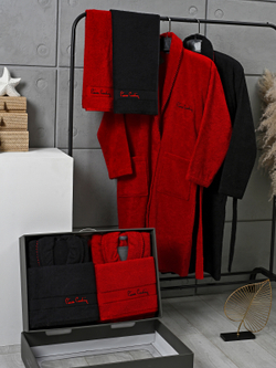 AST00066 PIERRE CARDIN HOME Набор 2 халата 2 полот. для лица 50х90 красный-черный