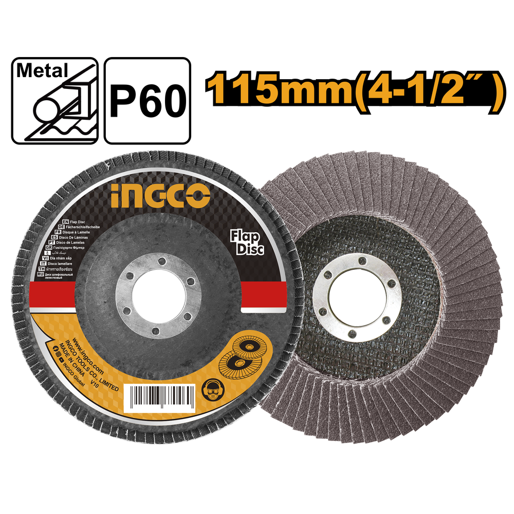Круг шлифовальный лепестковый КЛТ INGCO FD1152 115х22,2 мм Р60 Круг шлифовальный лепестковый КЛТ INGCO FD1152 115х22,2 мм Р60