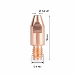 Наконечник контактный 1,2 мм, M8×10×30, медь (1 упаковка -10 шт) W000010836