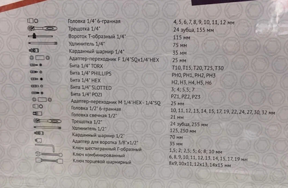 Инструмент  Autovirazh  набор 77 пр. 1/2"-1/4" AV-212077