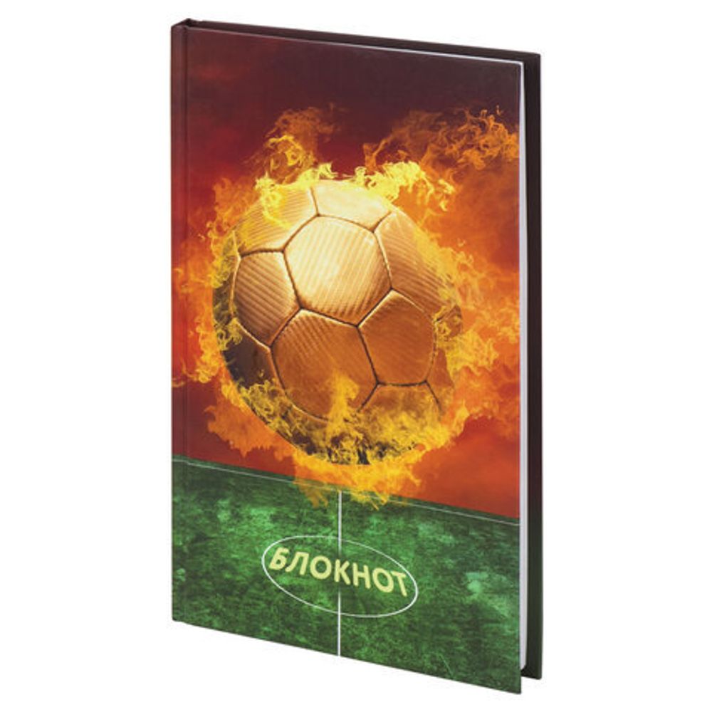 Блокнот (135х206 мм), 80 л., твердый, клетка, выборочный лак, ЮНЛАНДИЯ, "Футбол", 111615