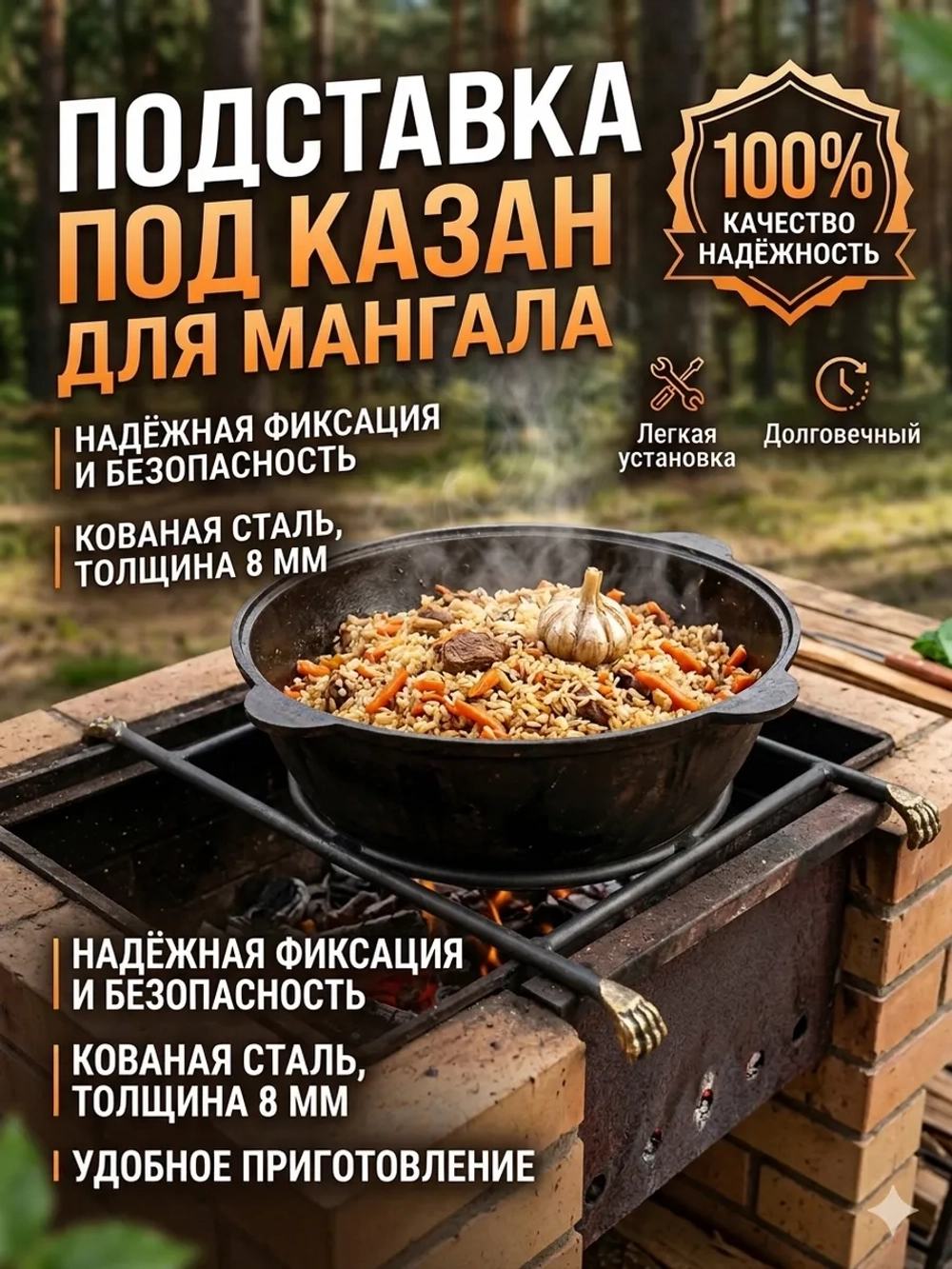 Подставка под казан на мангал универсальная, 24 см кругляк