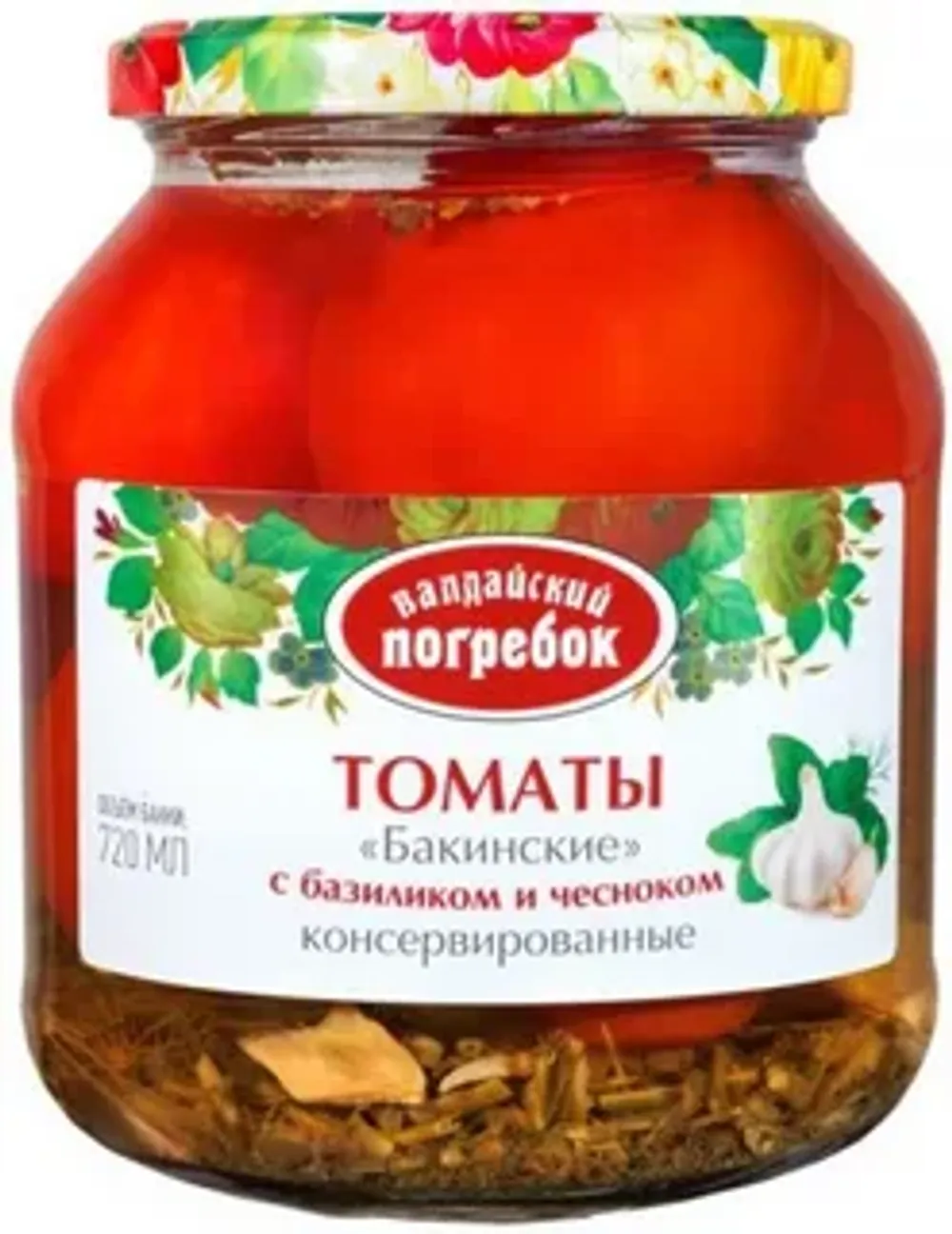 Томаты Бакинские Валдайский погребок с базиликом и чесноком 720мл ст/б