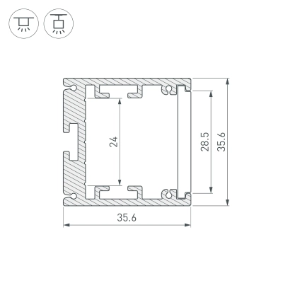 Профиль SL-ARC-3535-D1500-W90 BLACK (1180мм, дуга 1 из 4) (Arlight, Алюминий)