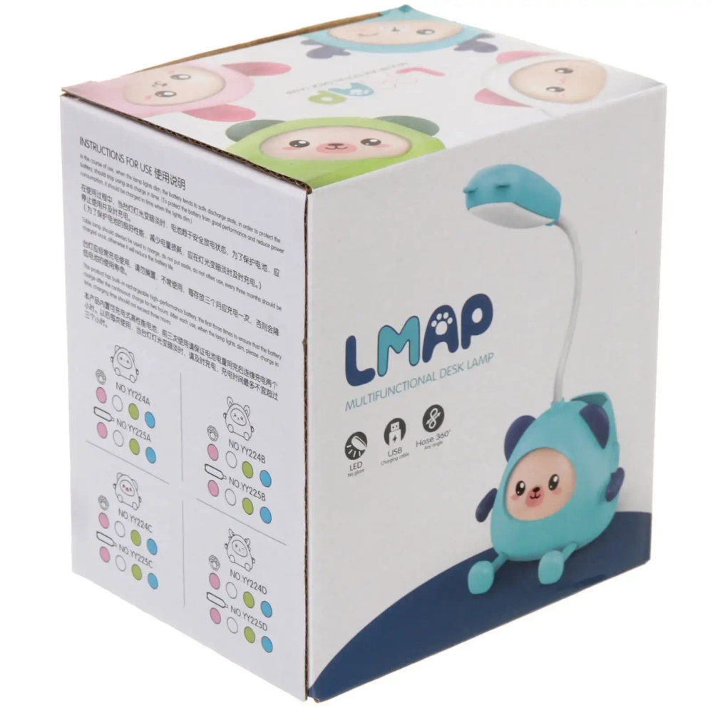 Настольная лампа «Милая зверушка» LED 11,5*8,6*31 см, USB 0.6w 5V, Бело-розовый
