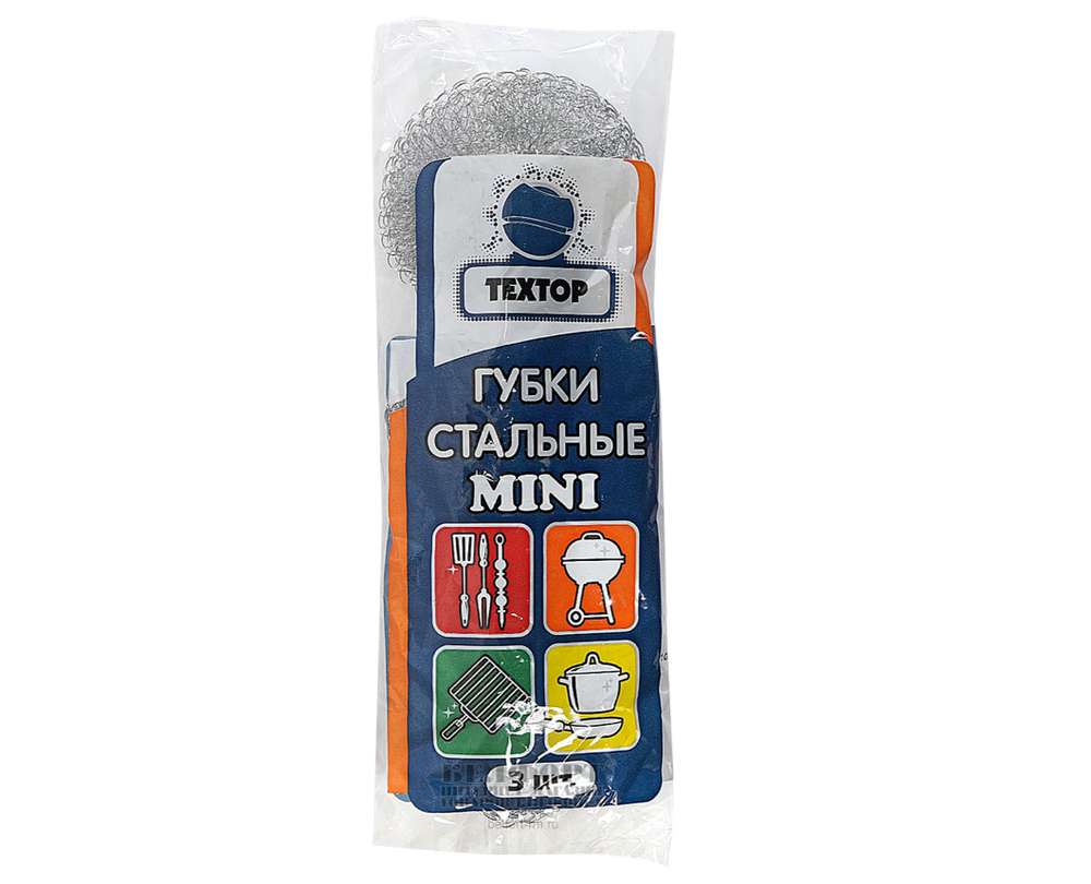 Губка из стали 12 гр 3 шт ТЕХТОР