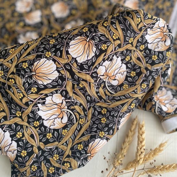 отрез 80 см, Pimpernel на черном, Моррис, 100% хлопок Handmade Fabrics 2