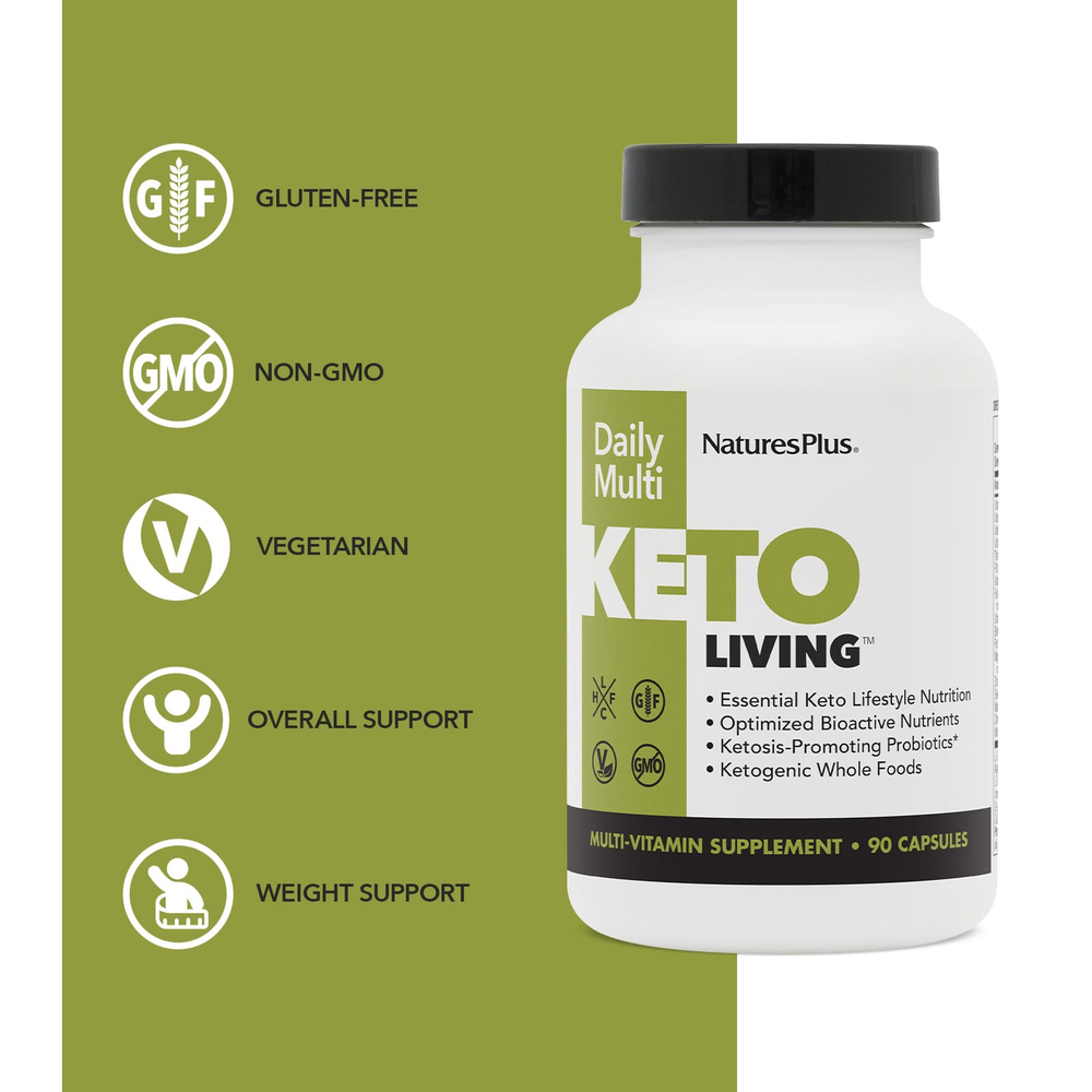 NaturesPlus, Keto Living™, мультивитамины для ежедневного приема, 90 капсул