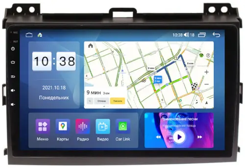 Магнитола для Toyota Land Cruiser Prado 120, Lexus GX470 (экран климата внизу) - Parafar PF456UHD на Android 13, Быстрая, QLED, CarPlay, 4G SIM-слот