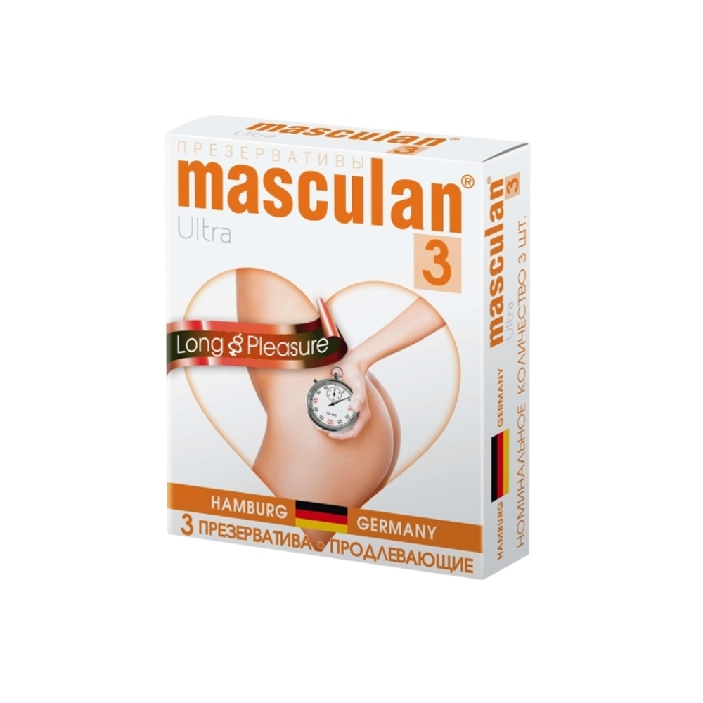 Презервативы Masculan Ultra 3,  3 шт.  Продлевающие (Long Pleasure)