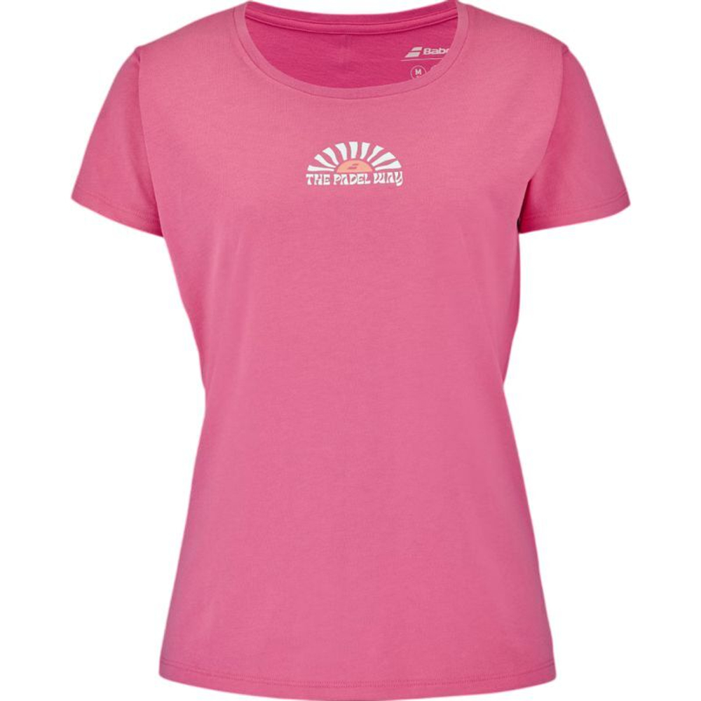 Женская теннисная футболка Babolat Exercise Message - sun kissed coral