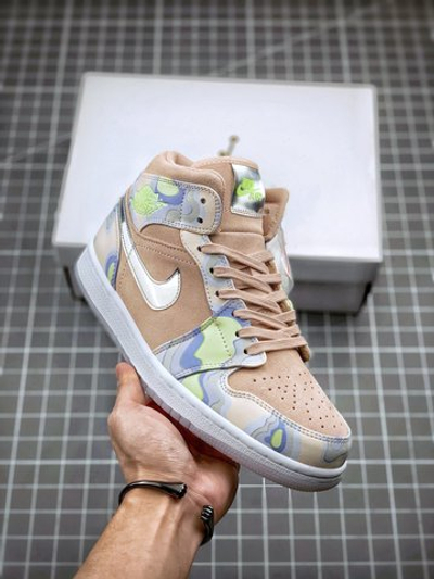 AIR JORDAN 1 MID SE P(HER)SPECTIVE WASHED CORAL/CHROME-LIGHT WHISTLE