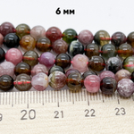 Бусины Турмалин, диаметр 6,1-6,3 мм, цена за 31-32 шт (1/2 нити)