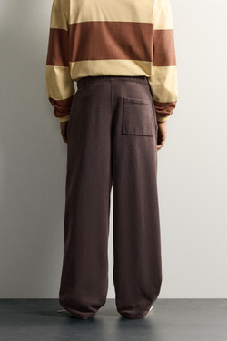 ZARA ДЖОГГЕРЫ RELAXED FIT С ЭФФЕКТОМ ПОТЕРТОСТИ, КОРИЧНЕВЫЙ