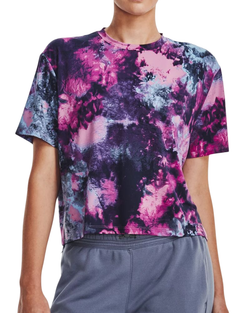 Женская футболка теннисная Under Armour Rush Energy Printed Short Sleeve - midnight navy/jellyfish