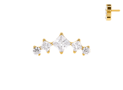 Кластер с кристаллами princess-cut с золотым PVD покрытием
