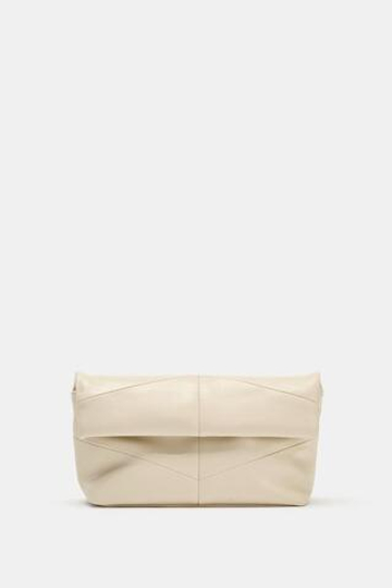 ZARA СТЕГАНАЯ СУМКА-КОНВЕРТ, ЭКРЮ